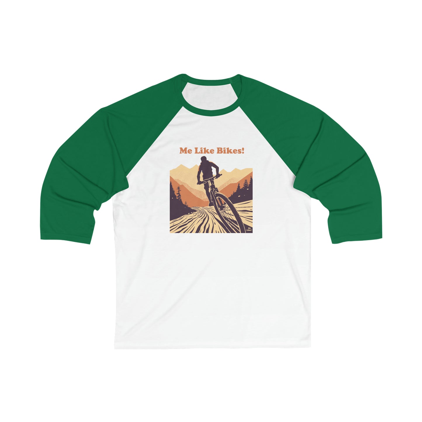 Unisex 3\4 Sleeve Baseball Tee - Me Like Bikes! (Mountain Bike #2)