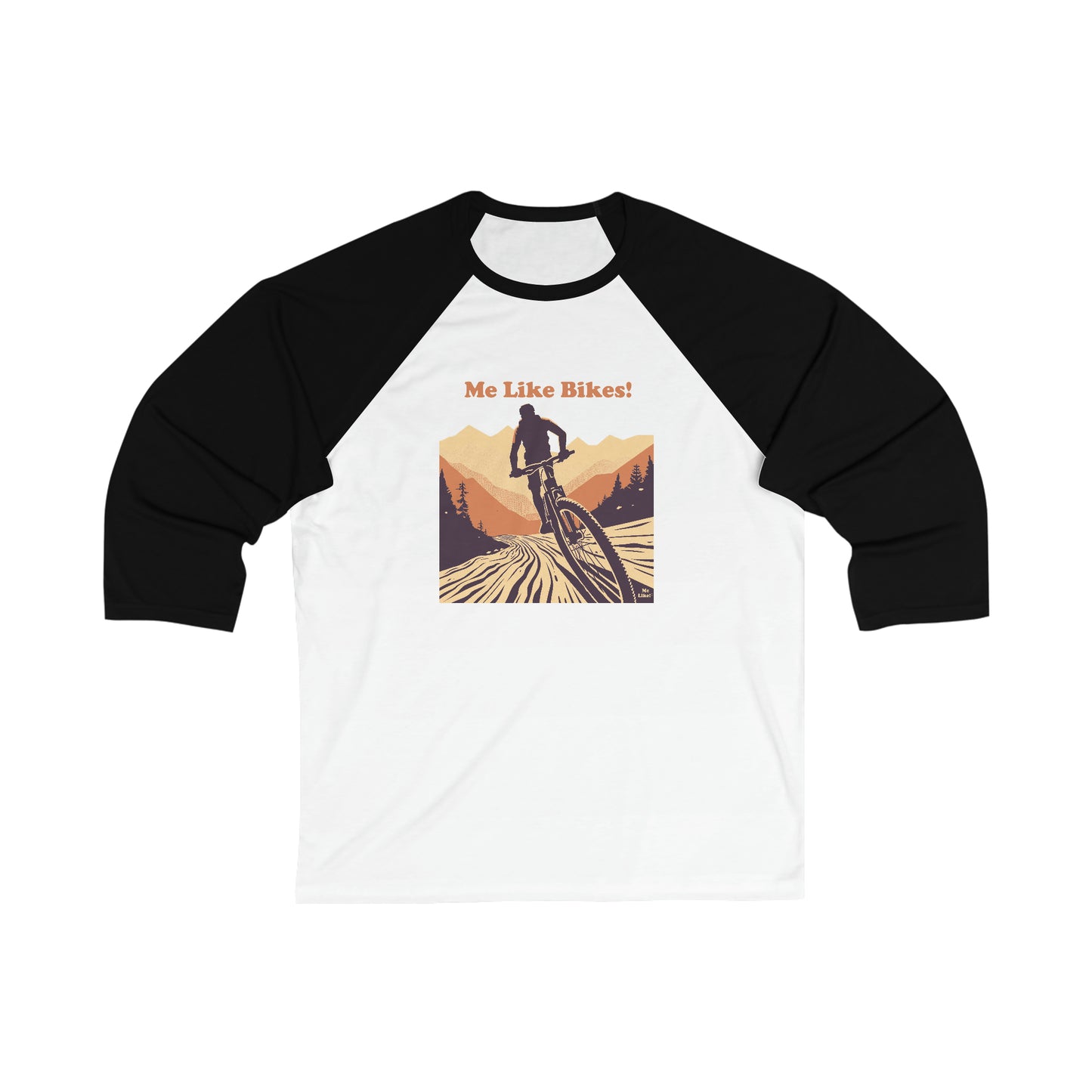 Unisex 3\4 Sleeve Baseball Tee - Me Like Bikes! (Mountain Bike #2)