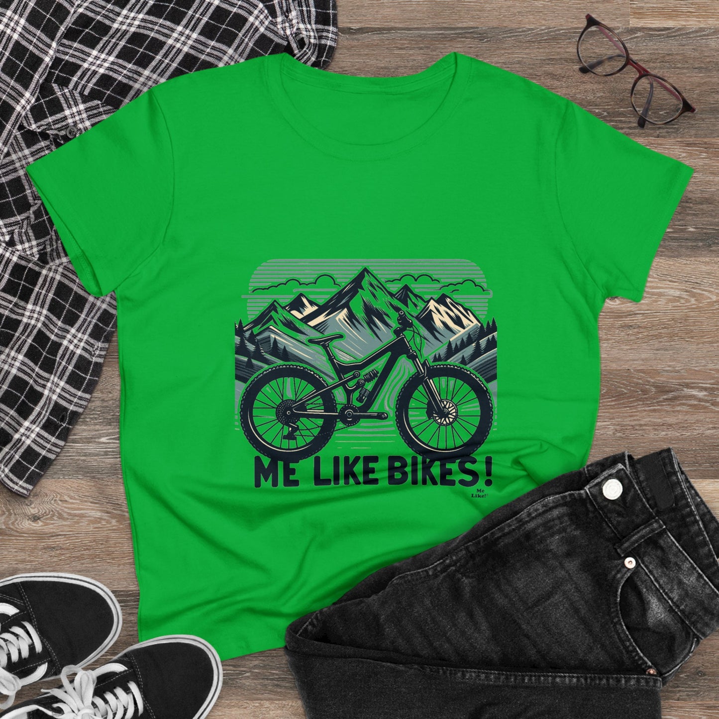 Me Like Bikes! - Women's Heavy Cotton Tee - (Mountain Bike #5)