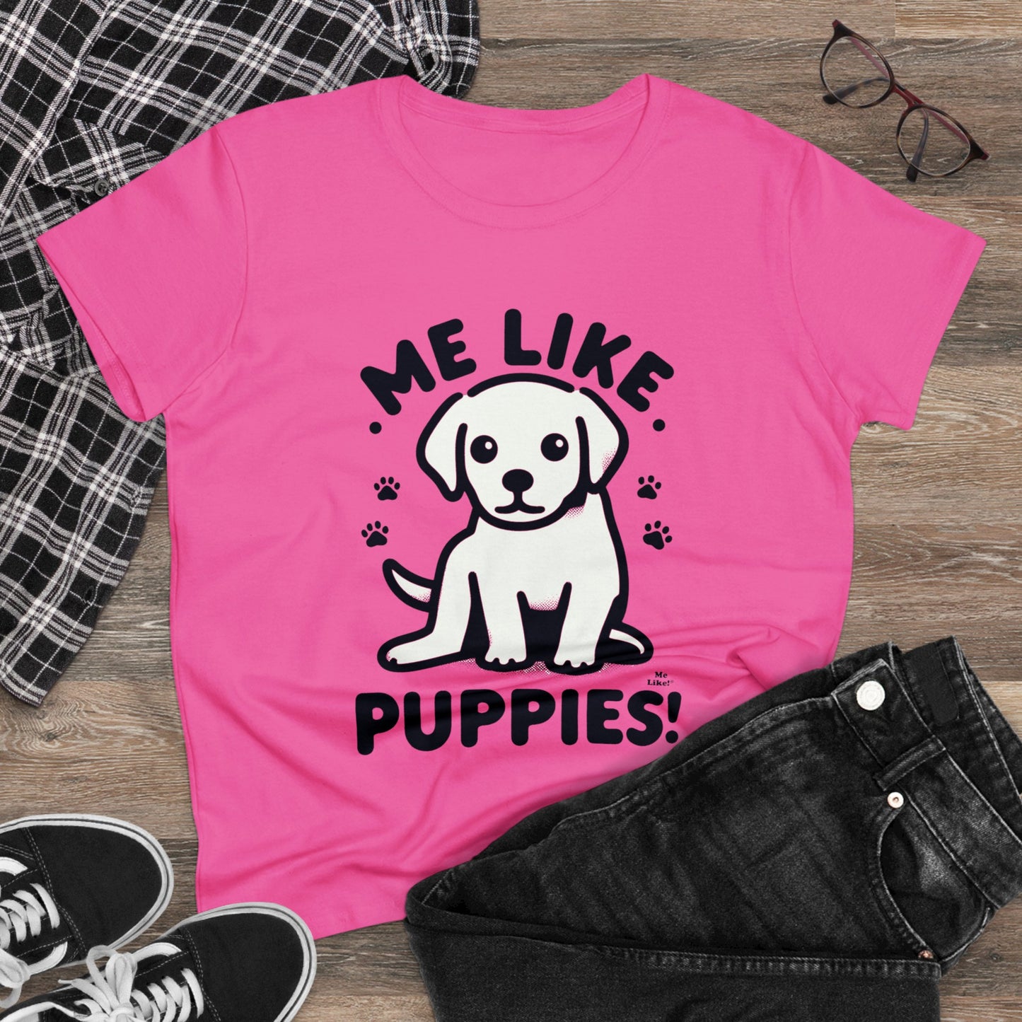 Me Like Puppies! - Women's Heavy Cotton Tee - (#3)