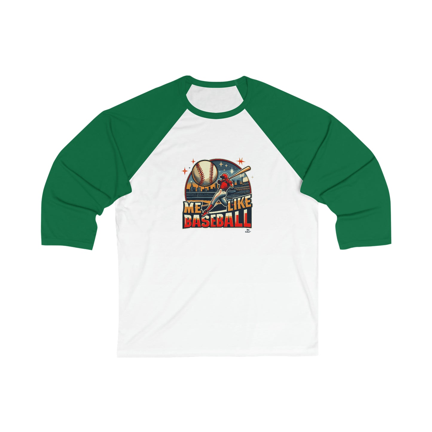 Me Like Baseball! - Unisex 3\4 Sleeve Baseball Tee - (Baseball #1)