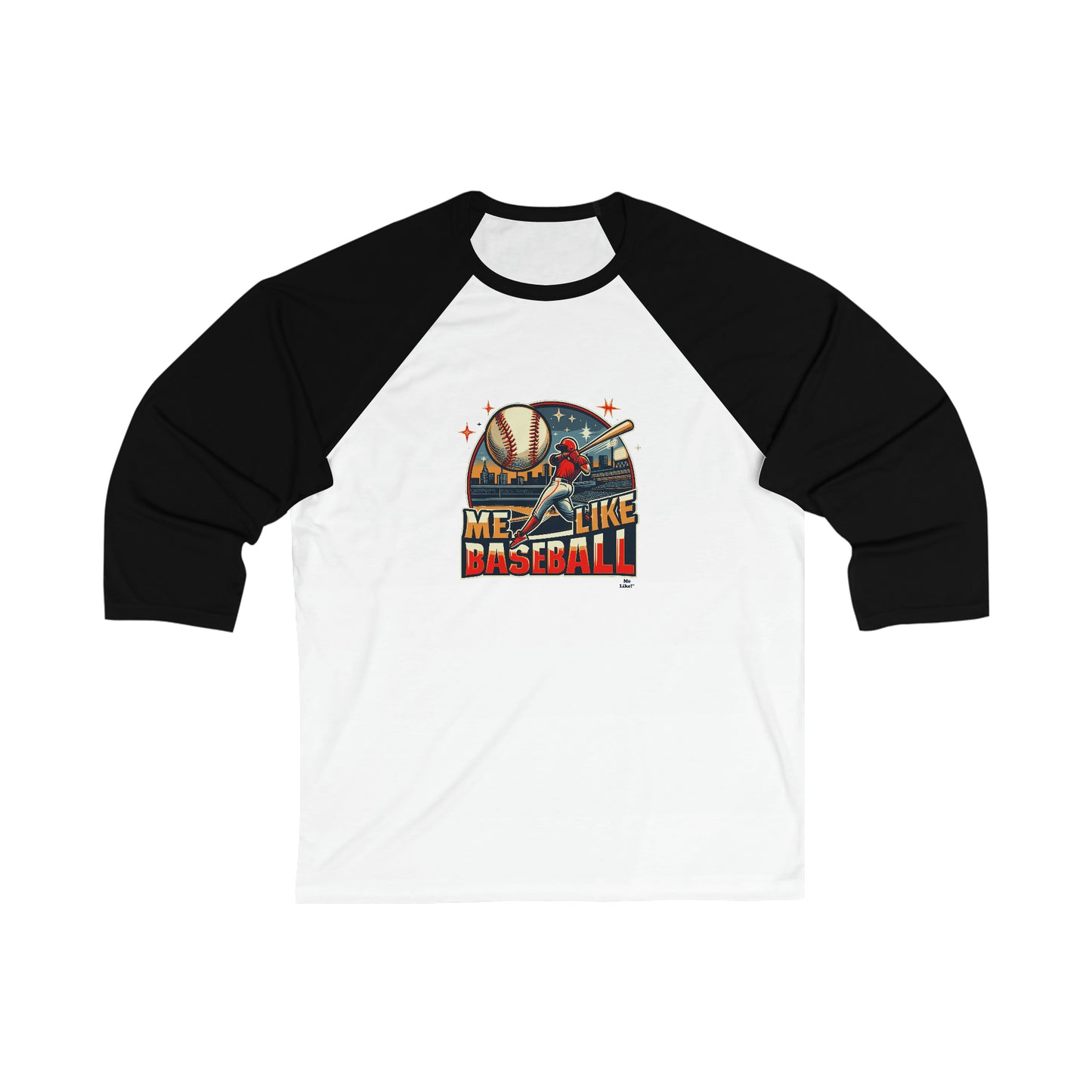 Me Like Baseball! - Unisex 3\4 Sleeve Baseball Tee - (Baseball #1)