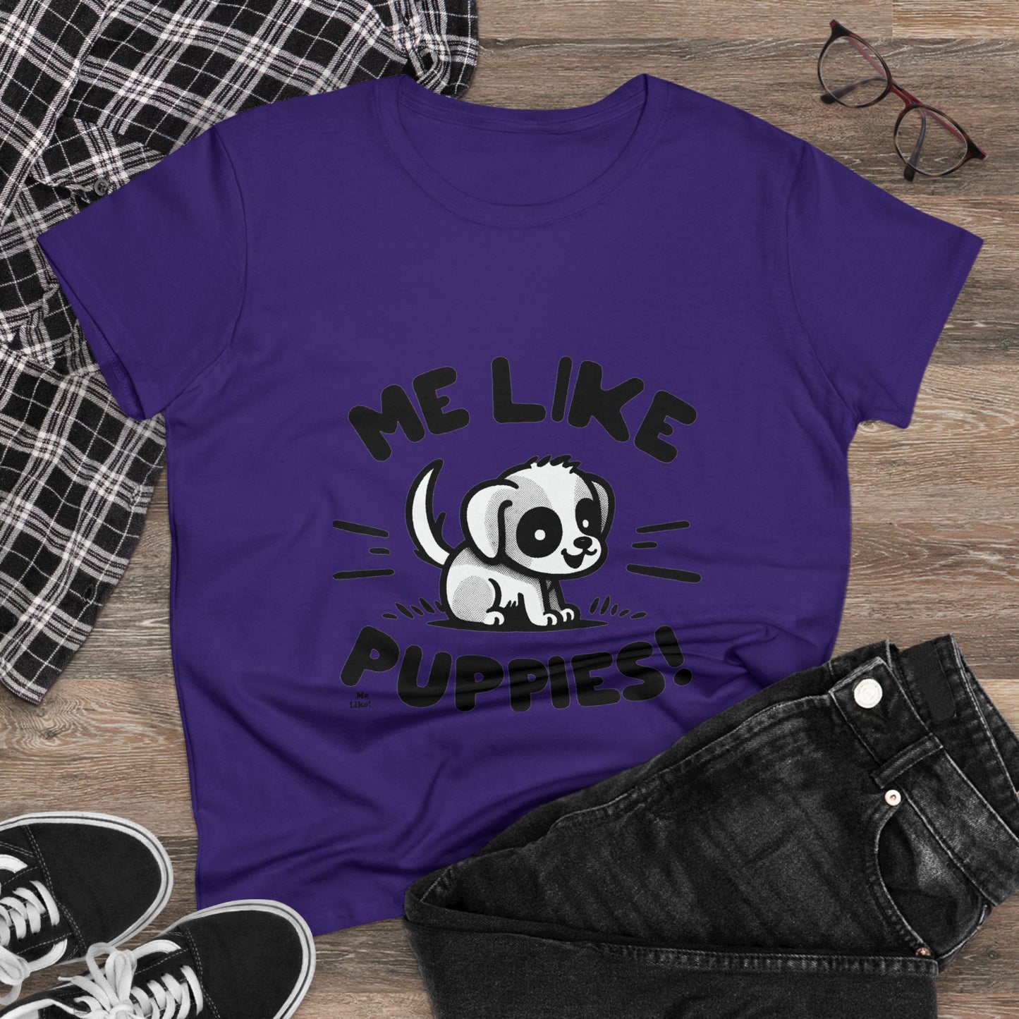 Me Like Puppies! - Women's Heavy Cotton Tee - (#2)