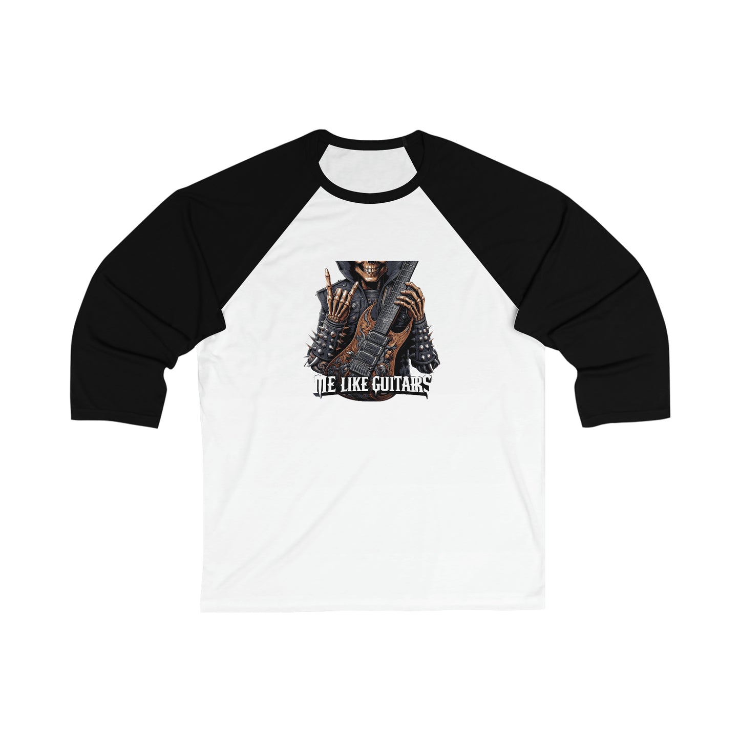 Me Like Guitars!  - Unisex 3\4 Sleeve Baseball Tee - Heavy Metal #2