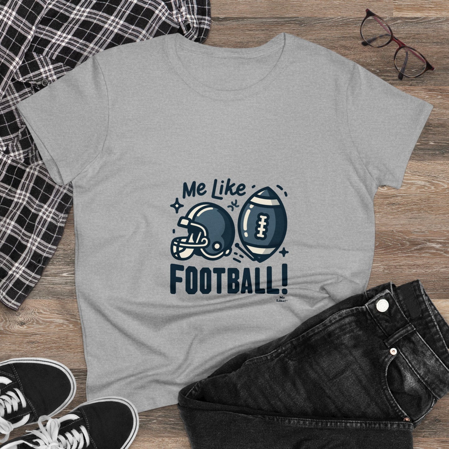 Me Like Football! - Women's Heavy Cotton Tee - (Football #3)