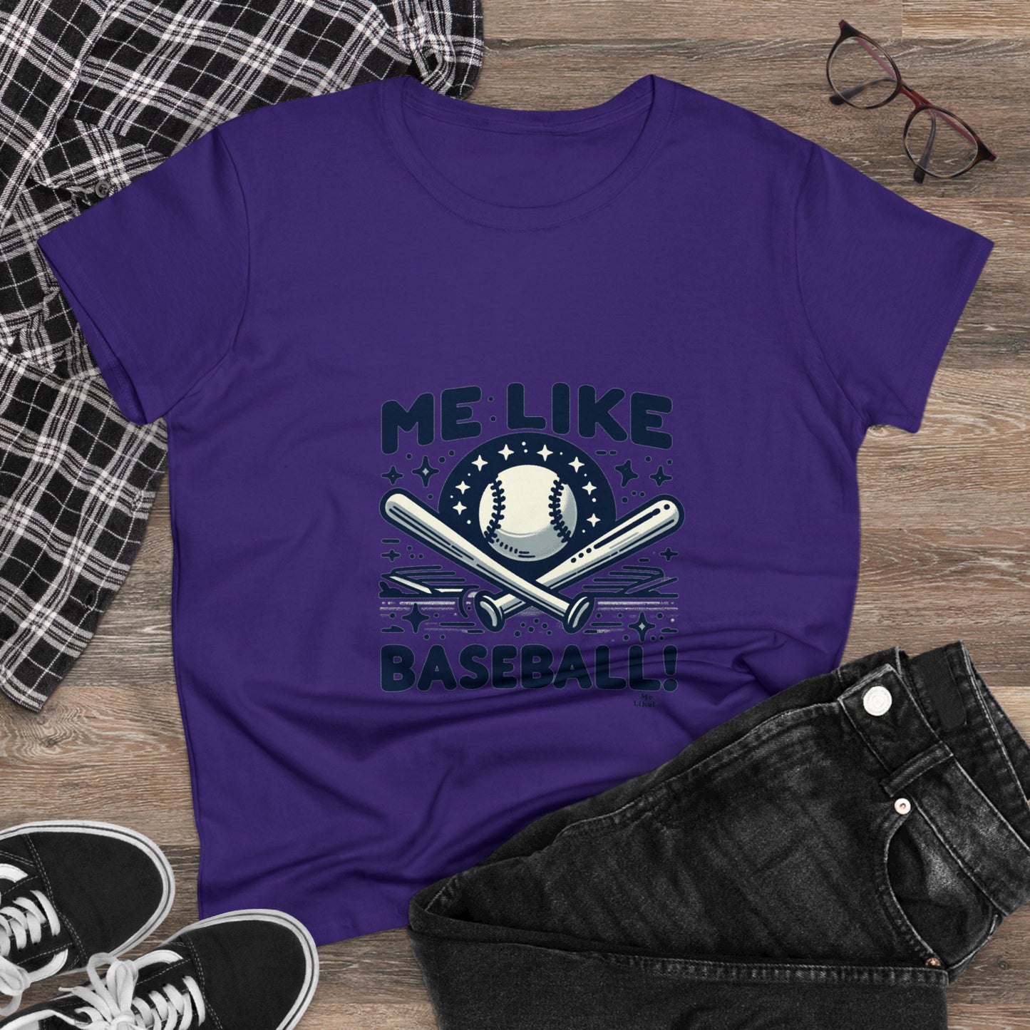 Me Like Baseball! - Women's Heavy Cotton Tee - (Baseball #2)