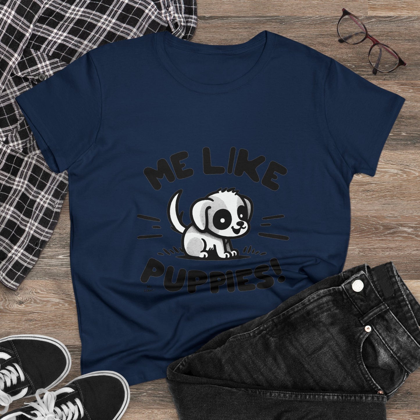 Me Like Puppies! - Women's Heavy Cotton Tee - (#2)