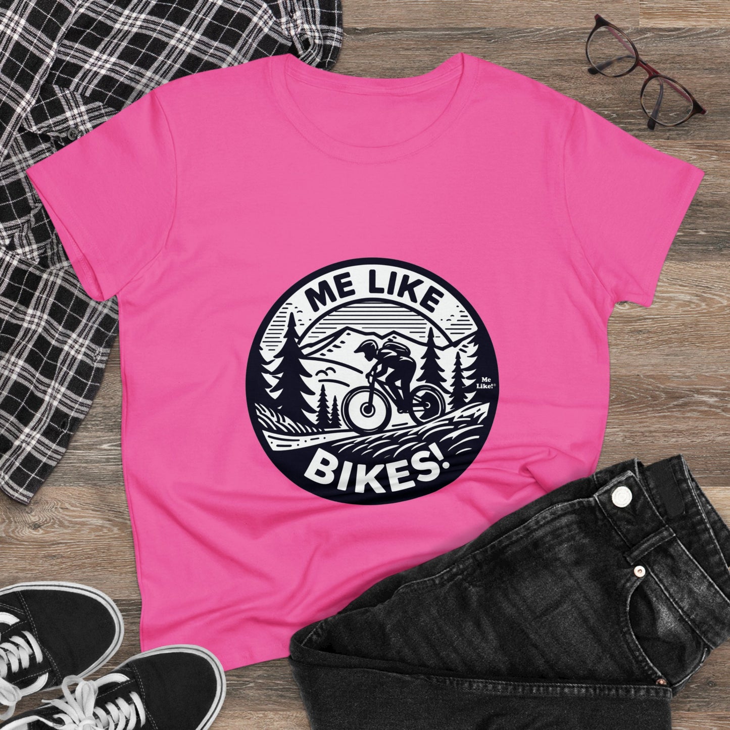 Me Like Bikes! - Women's Heavy Cotton Tee - (Mountain Bike #4)