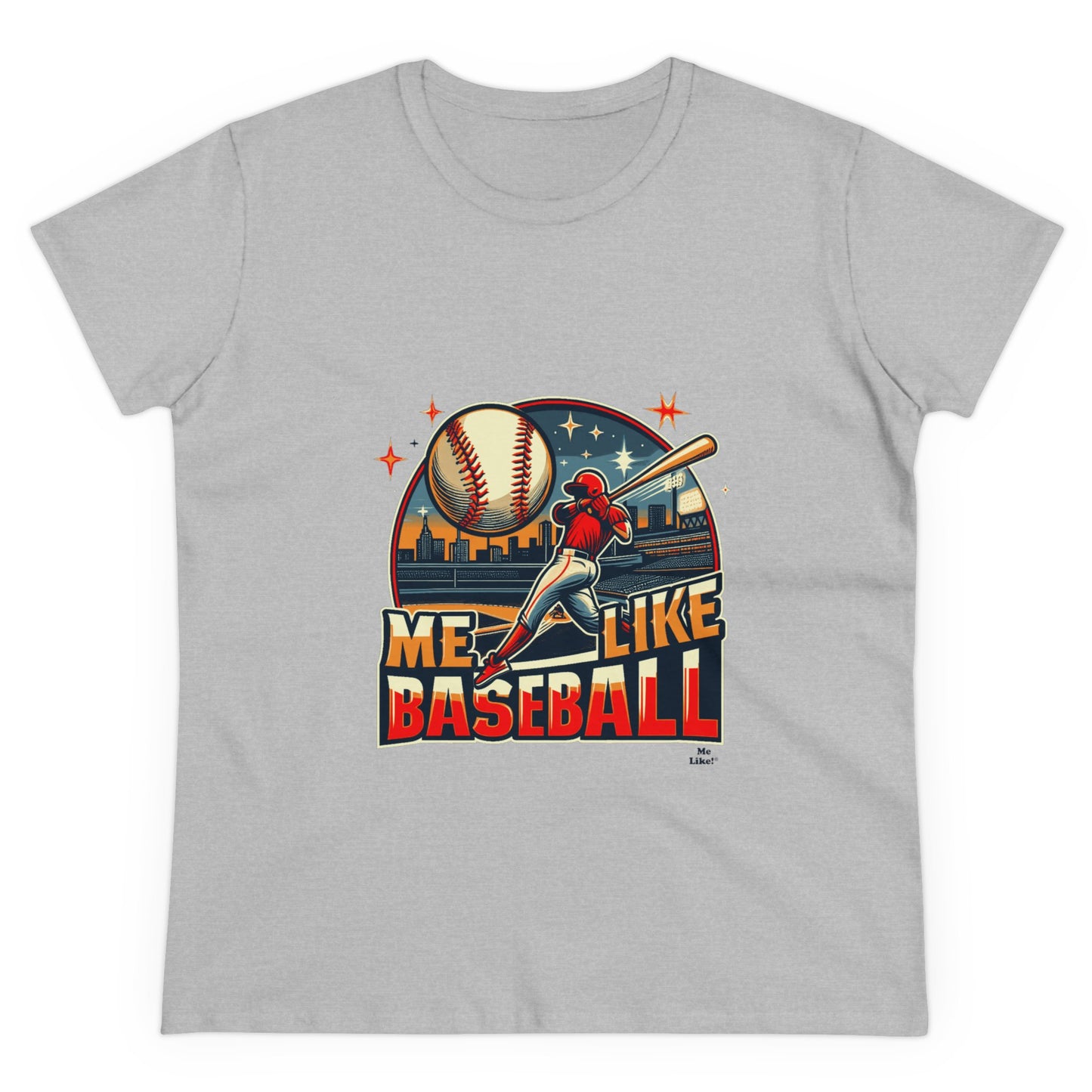 Me Like Baseball! - Women's Heavy Cotton Tee - (Baseball #1)