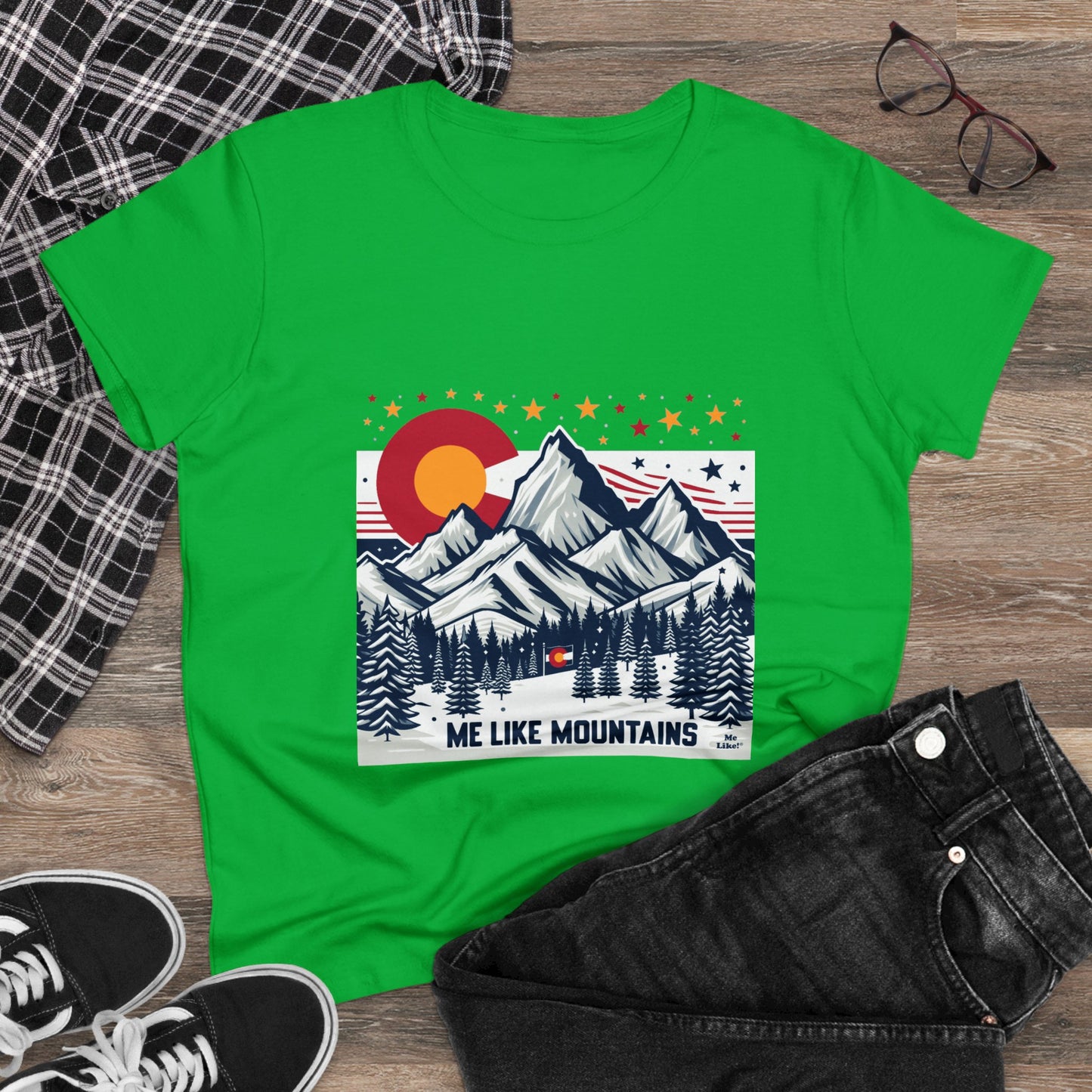 Me Like Mountains! - Women's Heavy Cotton Tee - (Mountains #6)