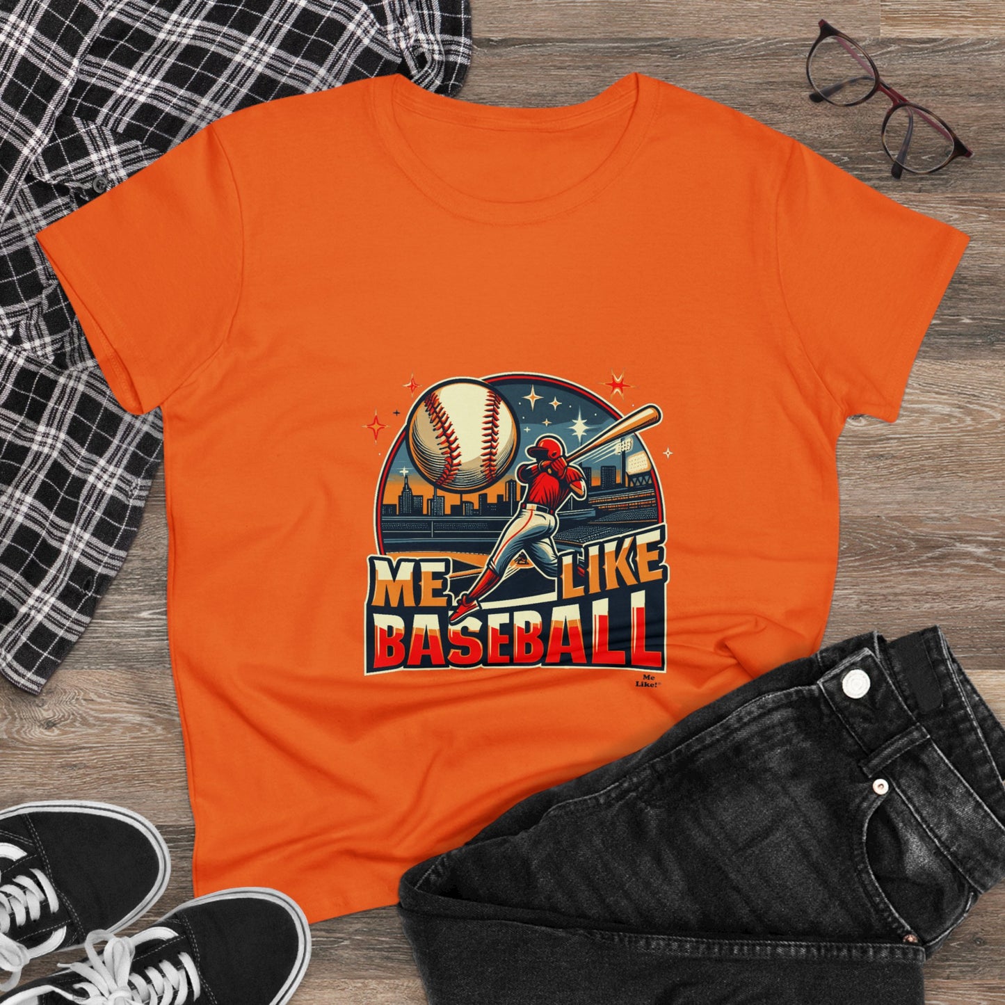 Me Like Baseball! - Women's Heavy Cotton Tee - (Baseball #1)