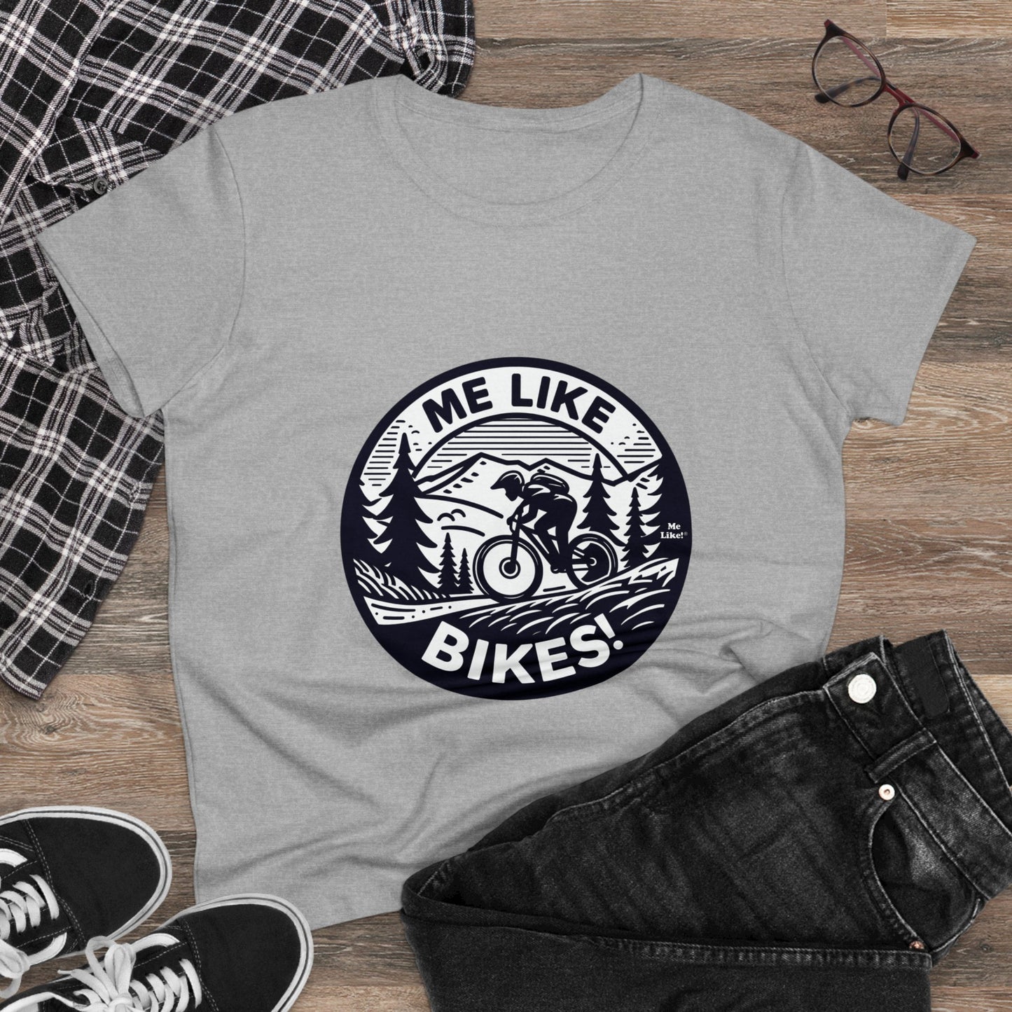 Me Like Bikes! - Women's Heavy Cotton Tee - (Mountain Bike #4)