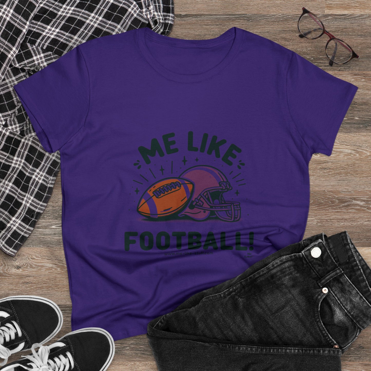 Me Like Football! - Women's Heavy Cotton Tee - (Football #1)