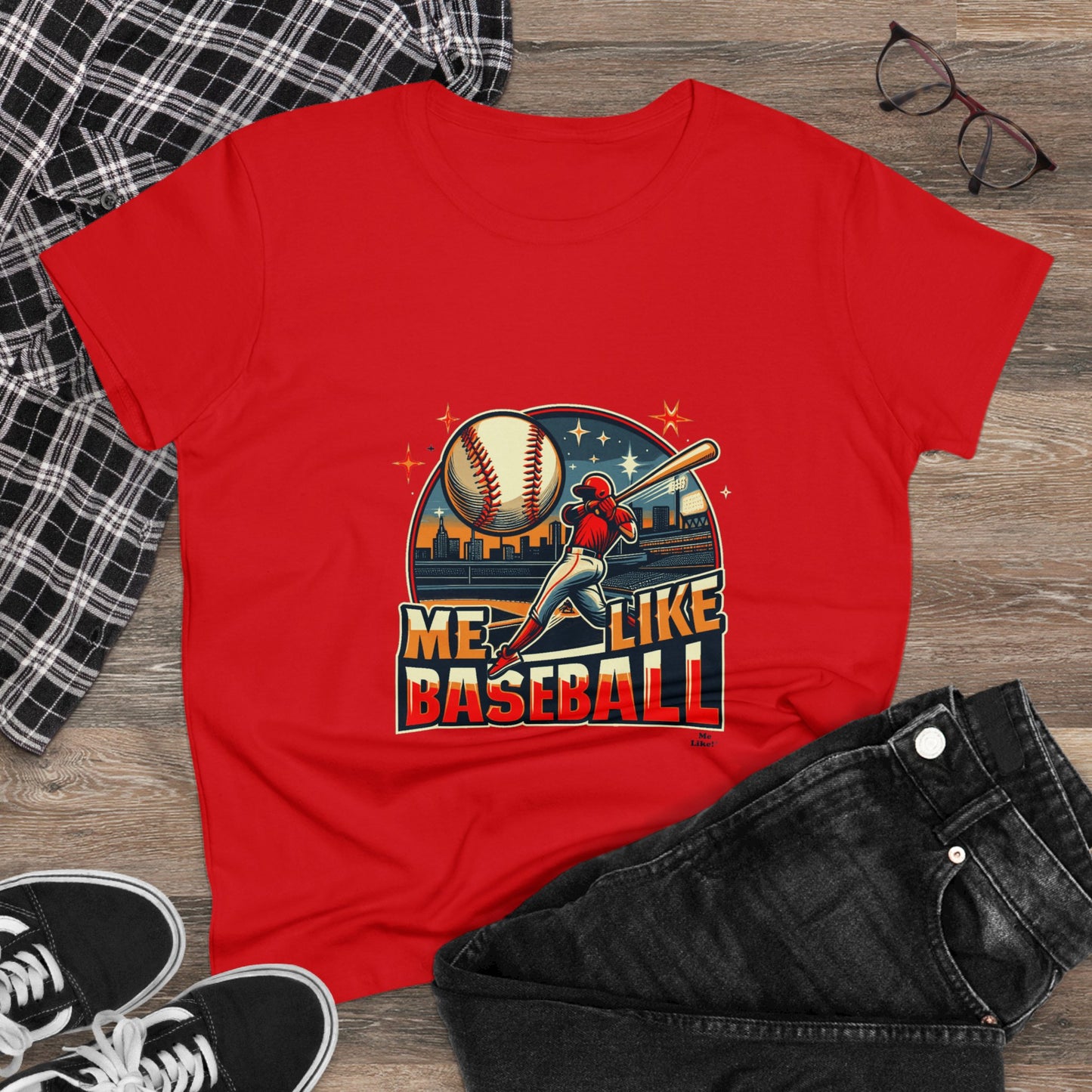 Me Like Baseball! - Women's Heavy Cotton Tee - (Baseball #1)