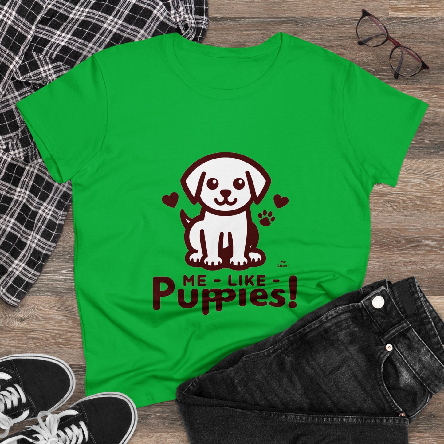 Me Like Puppies! - Women's Heavy Cotton Tee - (#1)