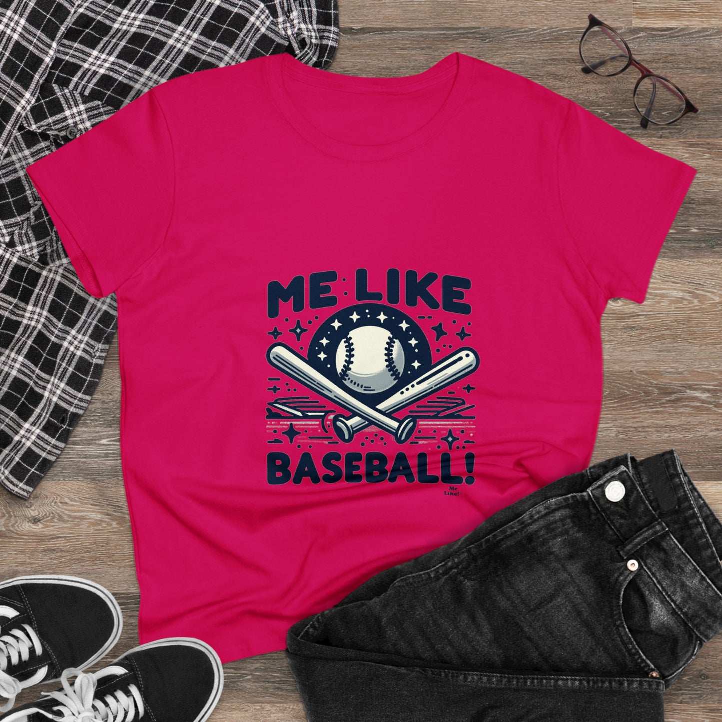 Me Like Baseball! - Women's Heavy Cotton Tee - (Baseball #2)