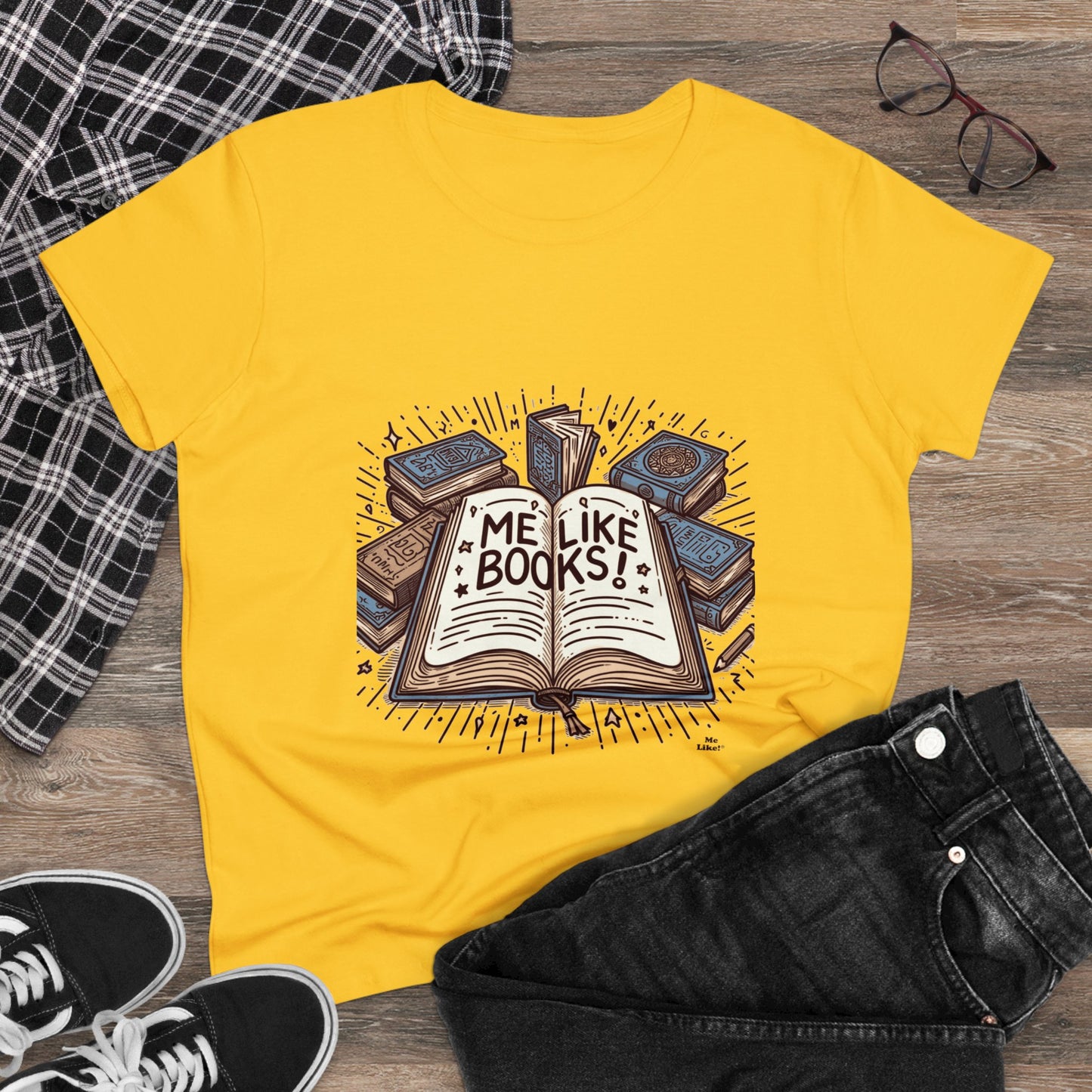 Me Like Books! - Women's Heavy Cotton Tee - (Books #1)