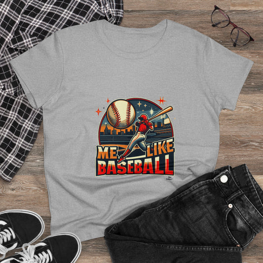 Me Like Baseball! - Women's Heavy Cotton Tee - (Baseball #1)