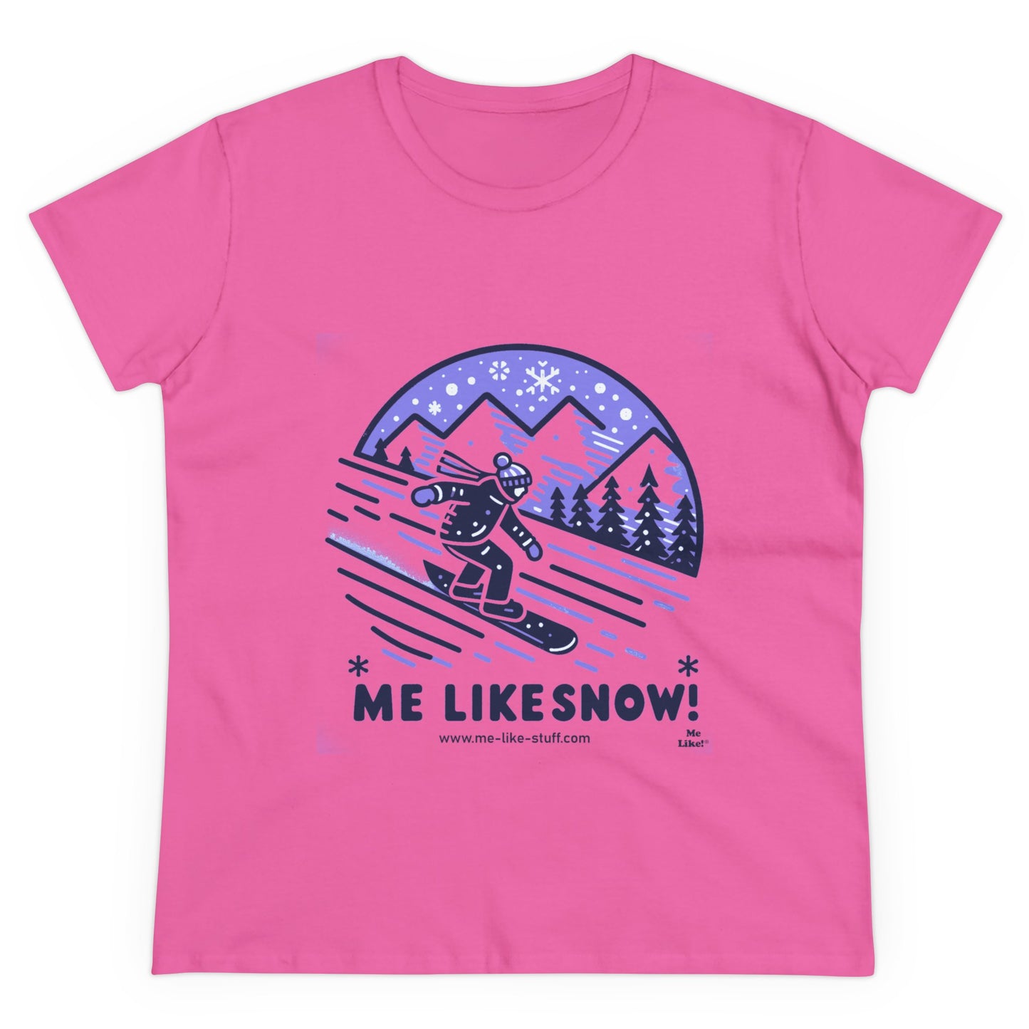 Women's Heavy Cotton Tee - Me Like Snow! (Snowboard #2)