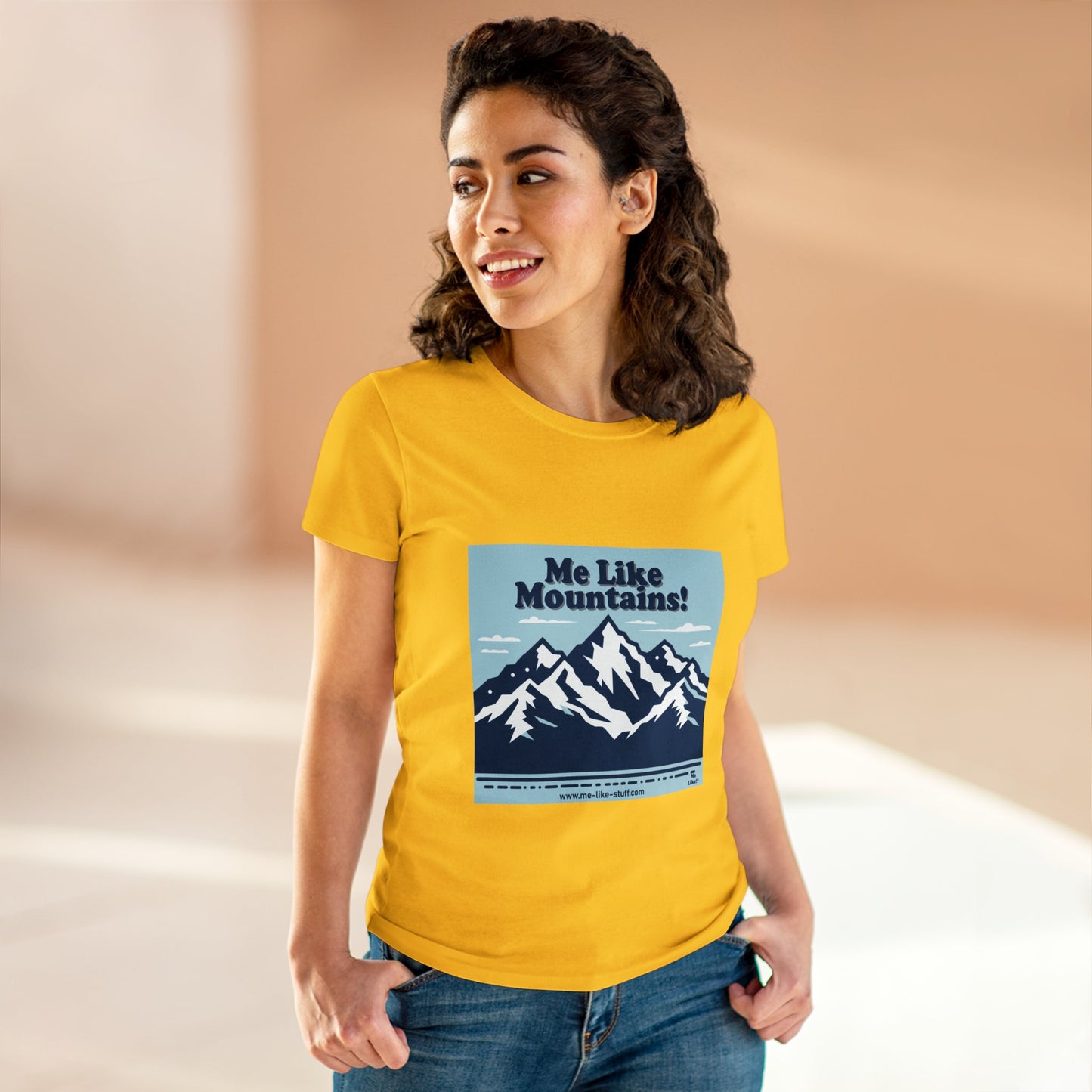 Women's Heavy Cotton Tee - Me Like Mountains! (#2)