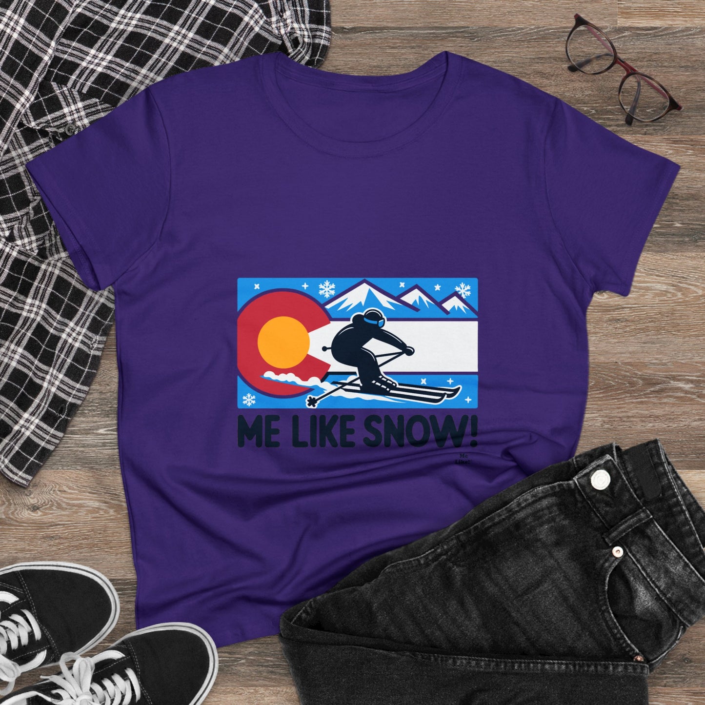 Me Like Snow! - Women's Heavy Cotton Tee - (Ski Colorado #1)