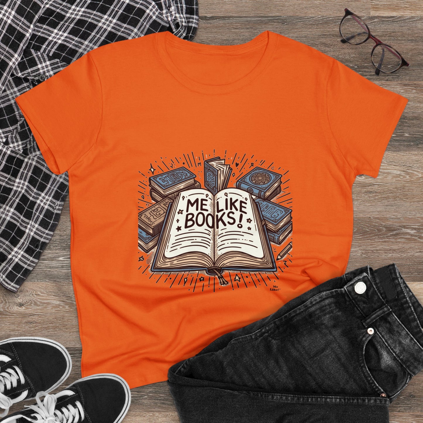 Me Like Books! - Women's Heavy Cotton Tee - (Books #1)