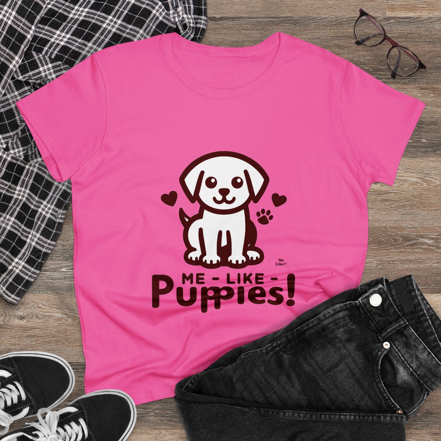 Me Like Puppies! - Women's Heavy Cotton Tee - (#1)