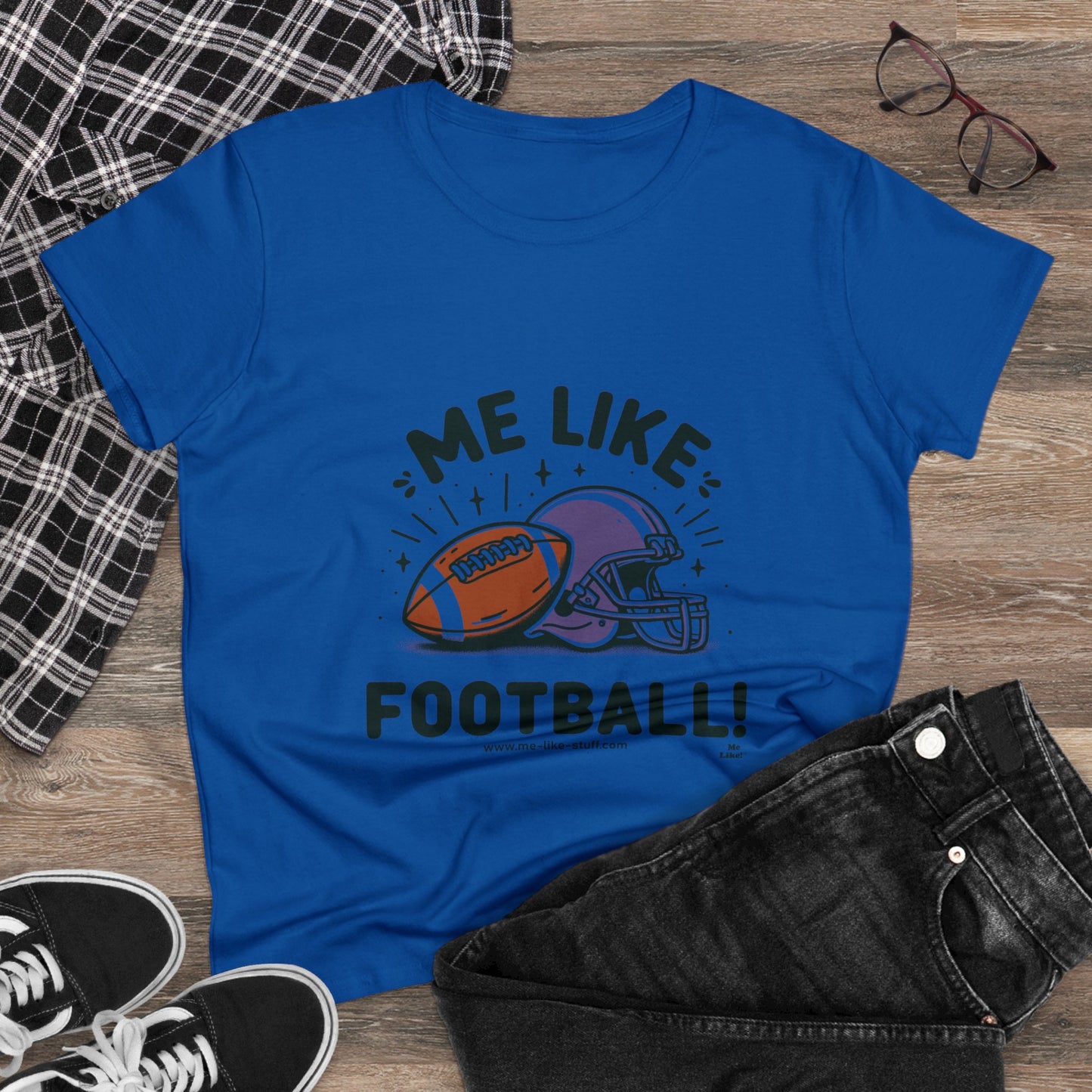 Me Like Football! - Women's Heavy Cotton Tee - (Football #1)