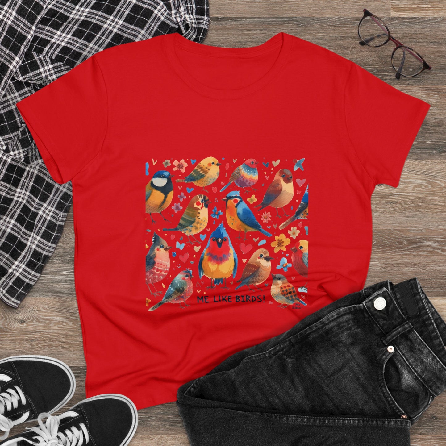 Me Like Birds! - Women's Heavy Cotton Tee - (Birds #1)