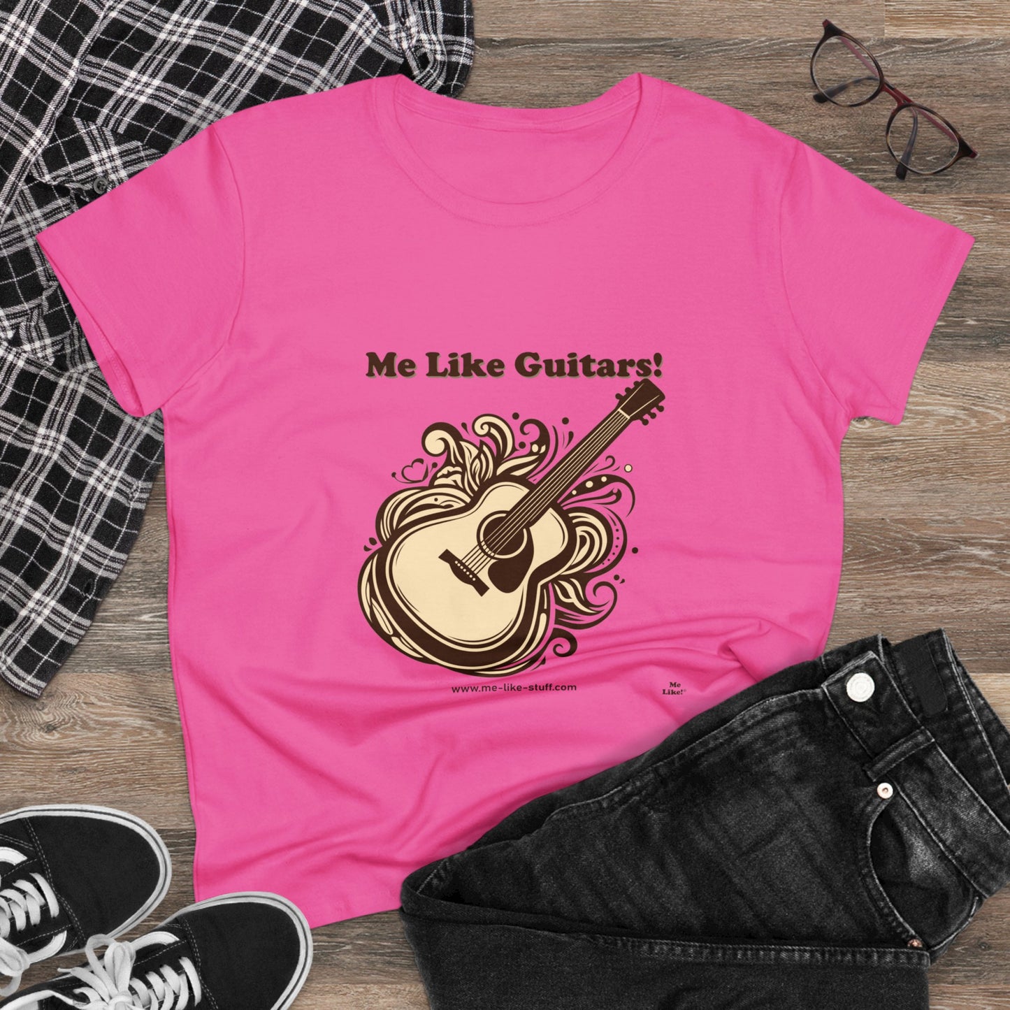 Women's Heavy Cotton Tee - Me Like Guitars! (Acoustic #1)