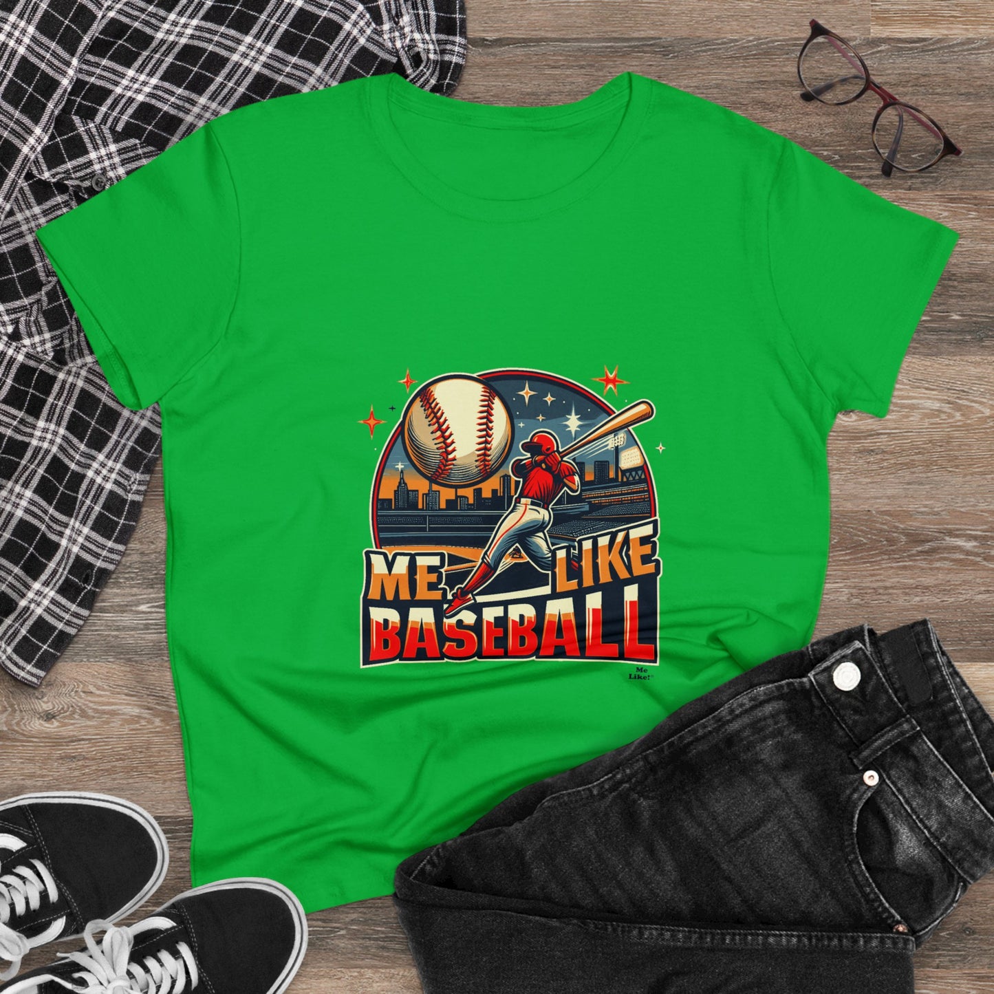 Me Like Baseball! - Women's Heavy Cotton Tee - (Baseball #1)