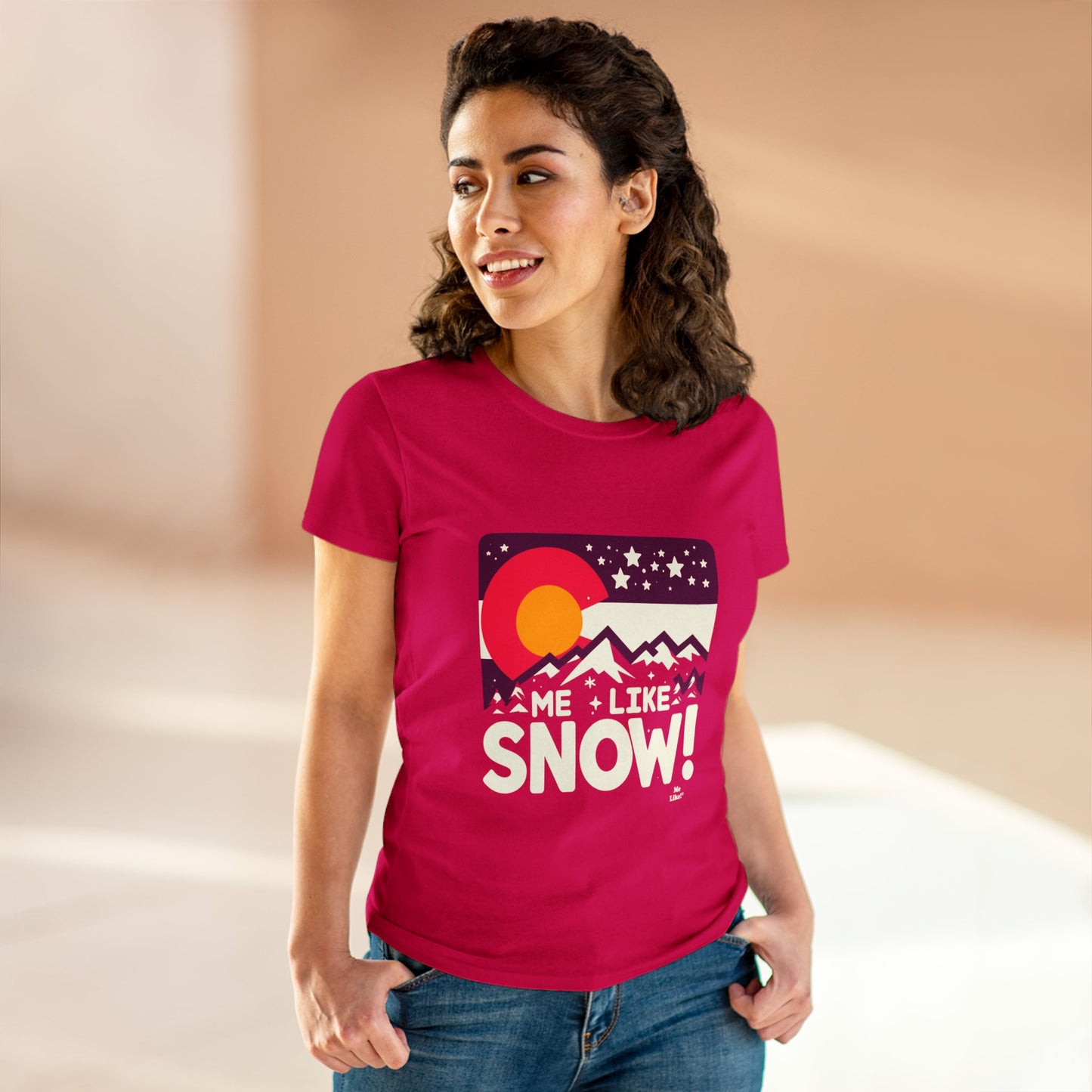 Me Like Snow! - Women's Heavy Cotton Tee - (Snow Colorado #1)