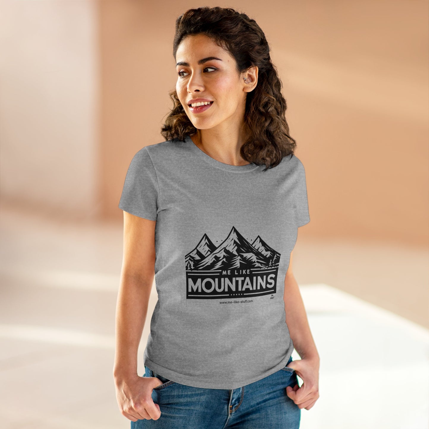 Women's Heavy Cotton Tee - Me Like Mountains! (#1)