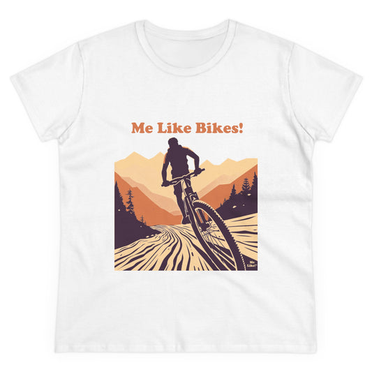 Women's Heavy Cotton Tee - Me Like Bikes! (Mountain Bike #2)