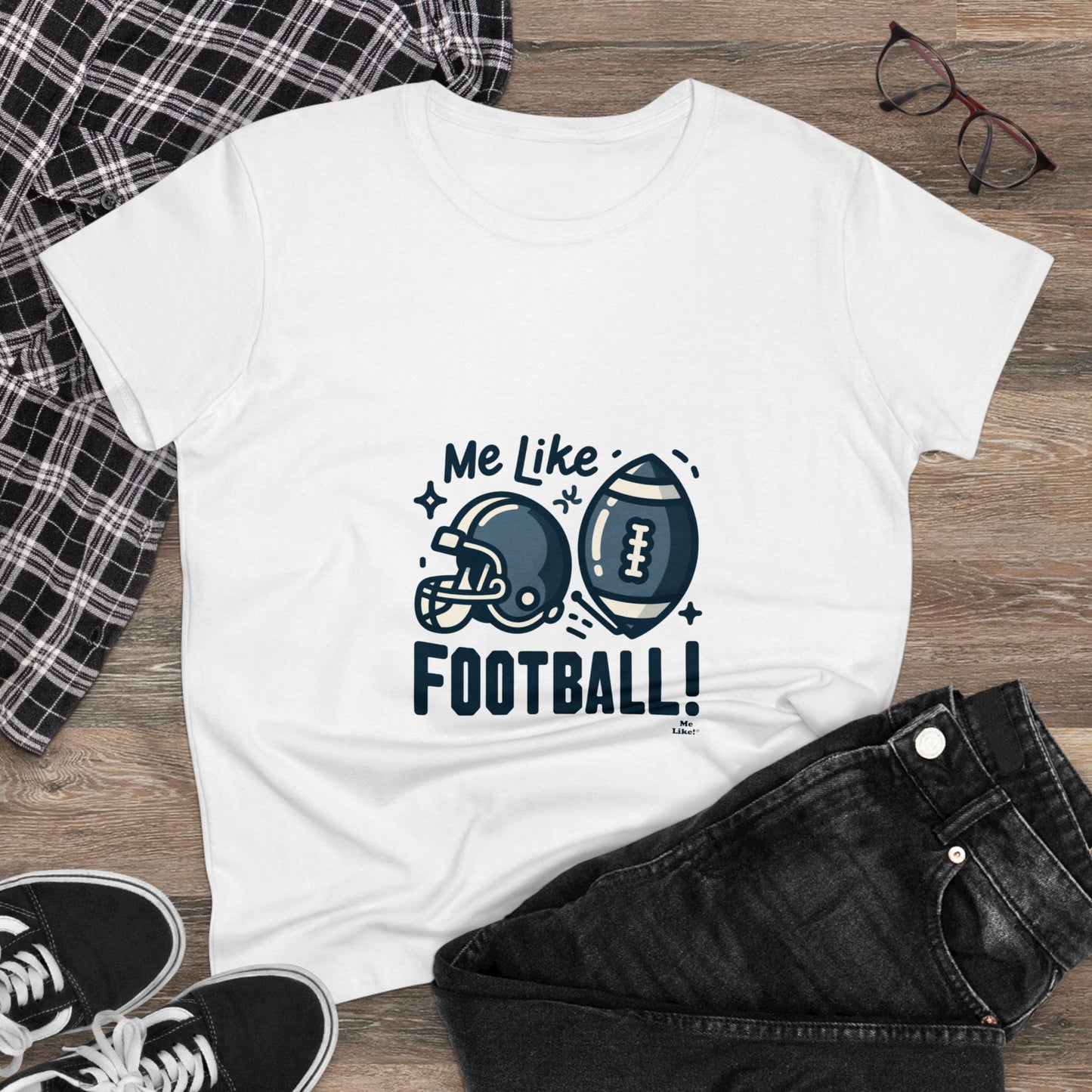 Me Like Football! - Women's Heavy Cotton Tee - (Football #3)