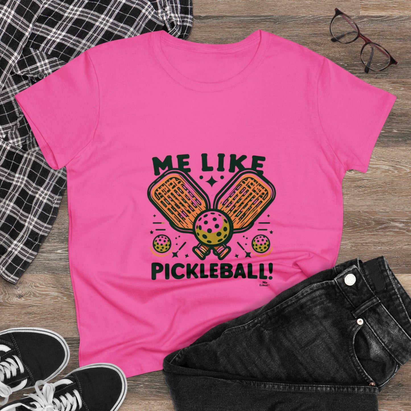 Me Like Pickleball! - Women's Heavy Cotton Tee - (Pickleball #1)