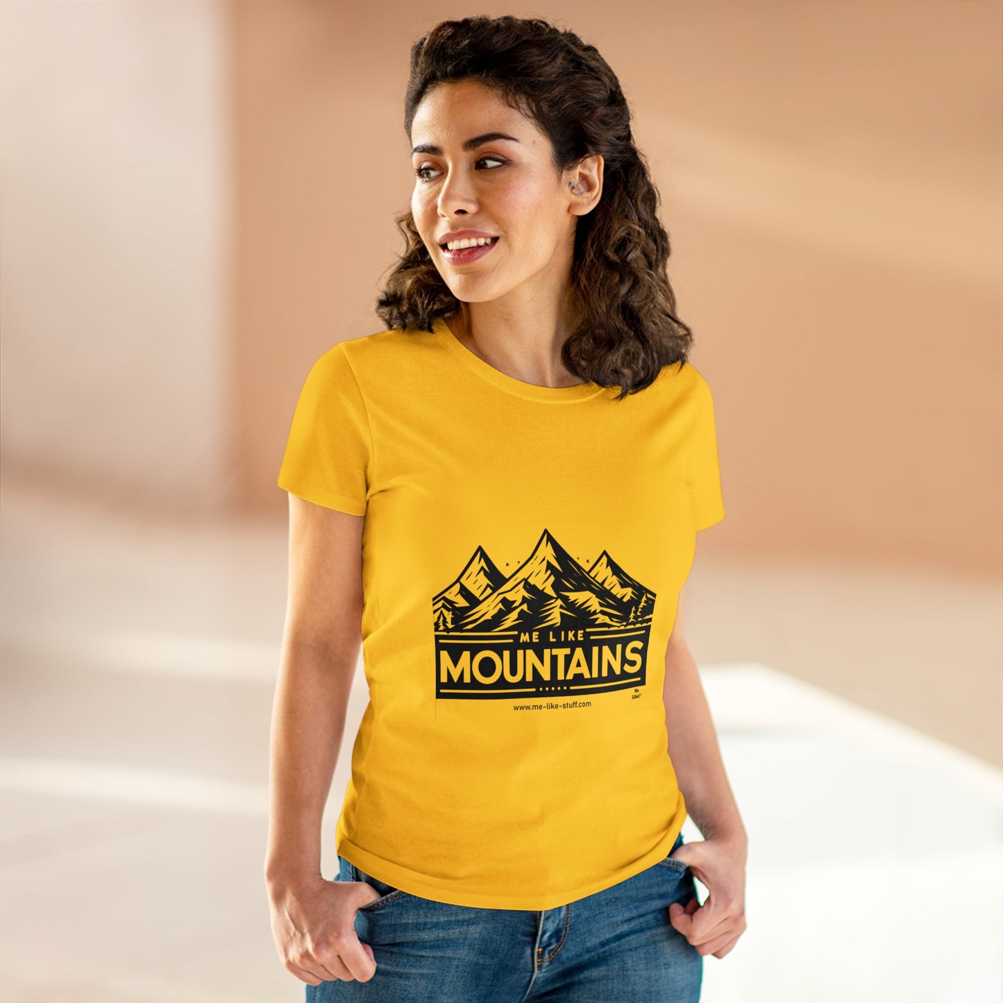 Women's Heavy Cotton Tee - Me Like Mountains! (#1)