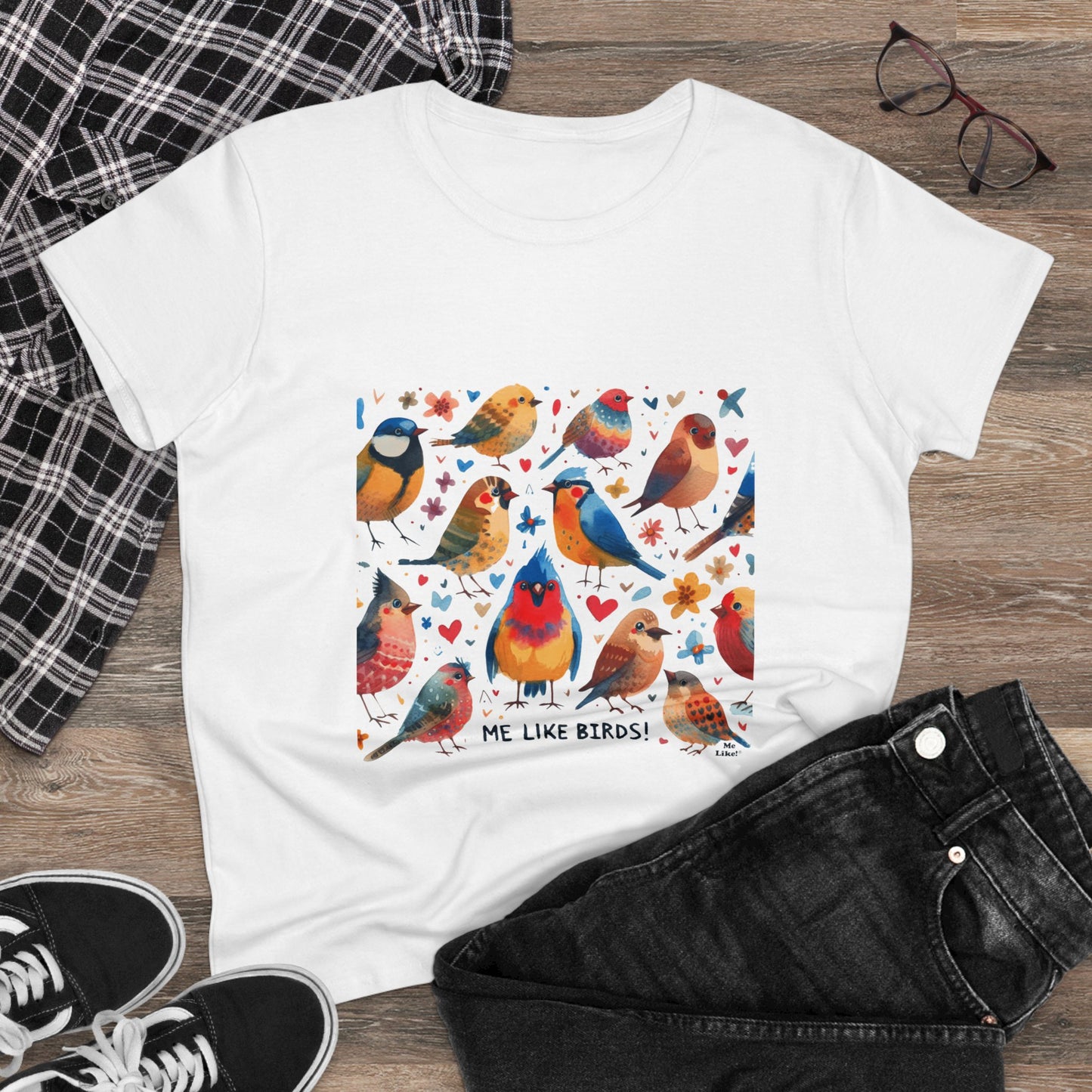 Me Like Birds! - Women's Heavy Cotton Tee - (Birds #1)