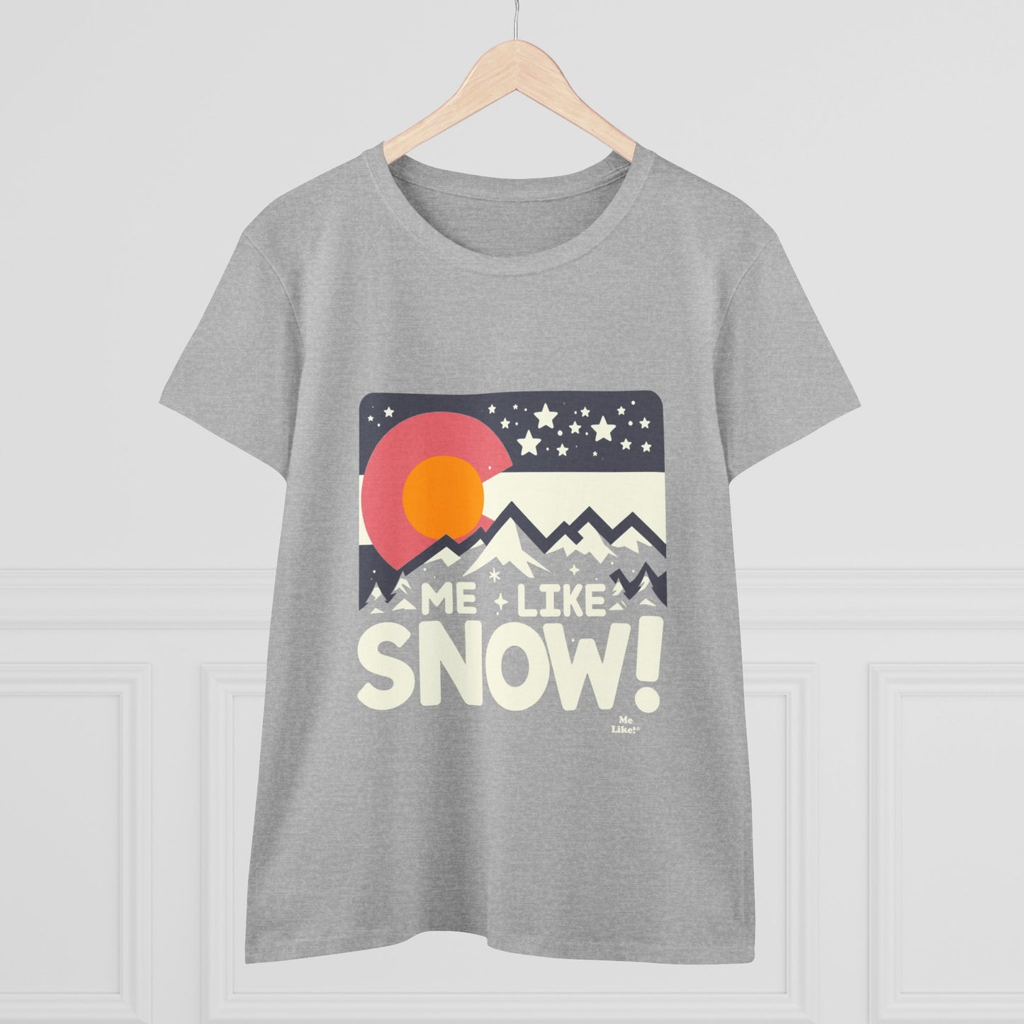 Me Like Snow! - Women's Heavy Cotton Tee - (Snow Colorado #1)