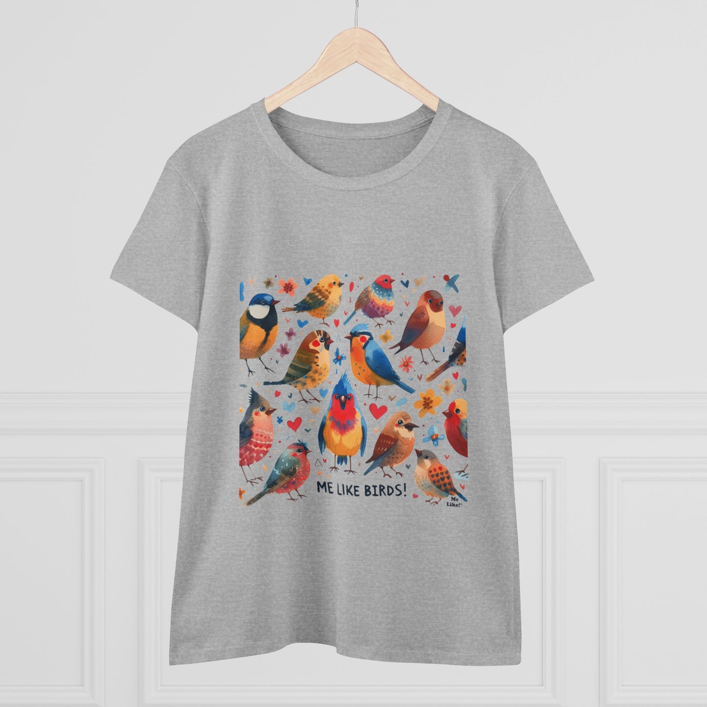 Me Like Birds! - Women's Heavy Cotton Tee - (Birds #1)