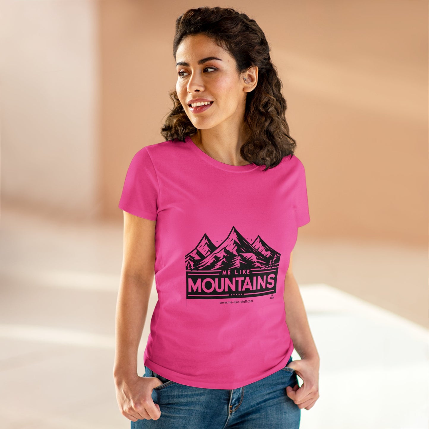 Women's Heavy Cotton Tee - Me Like Mountains! (#1)