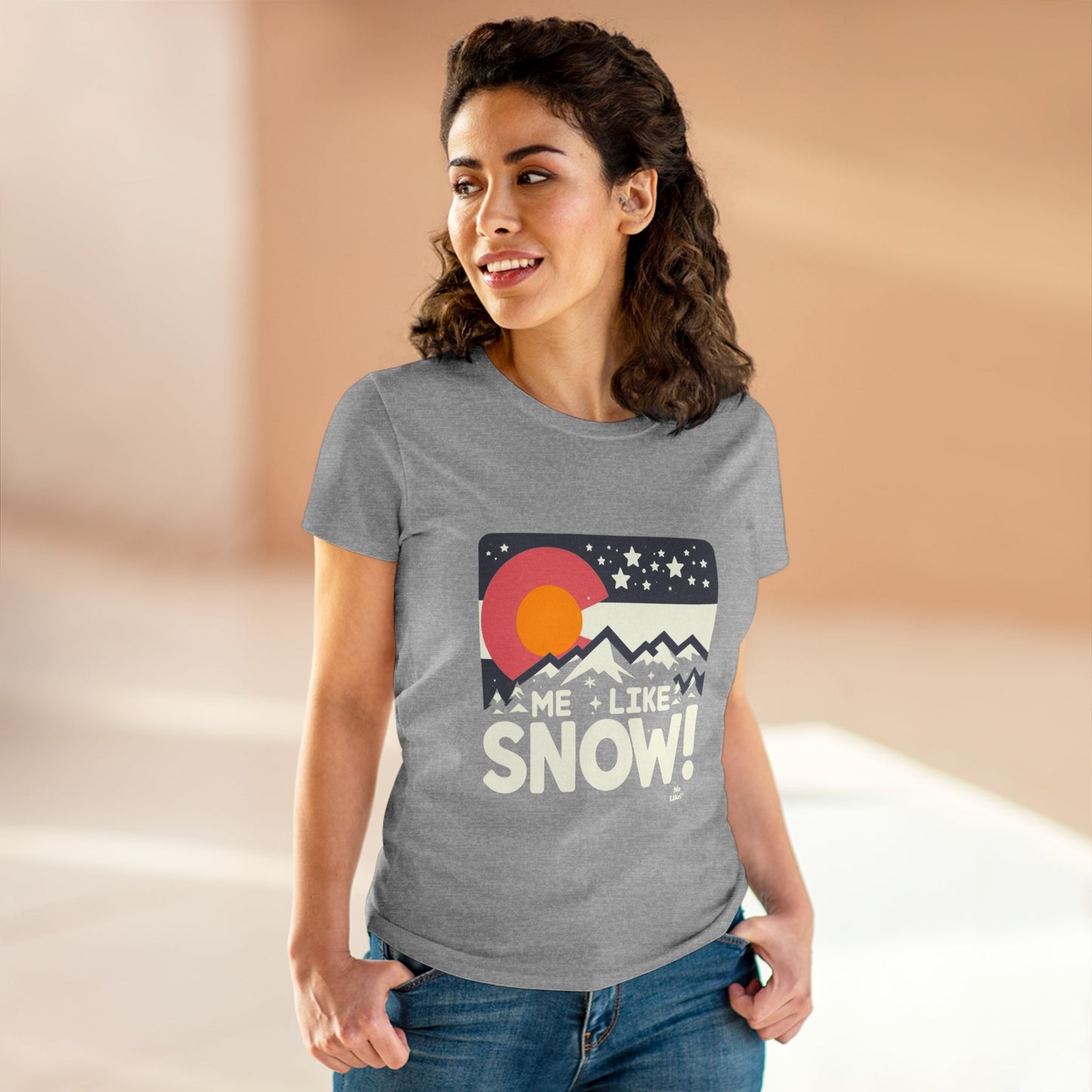 Me Like Snow! - Women's Heavy Cotton Tee - (Snow Colorado #1)