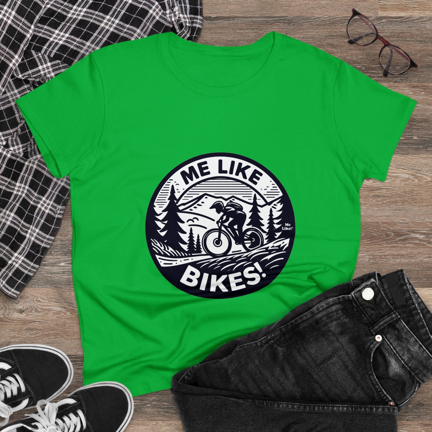 Me Like Bikes! - Women's Heavy Cotton Tee - (Mountain Bike #4)