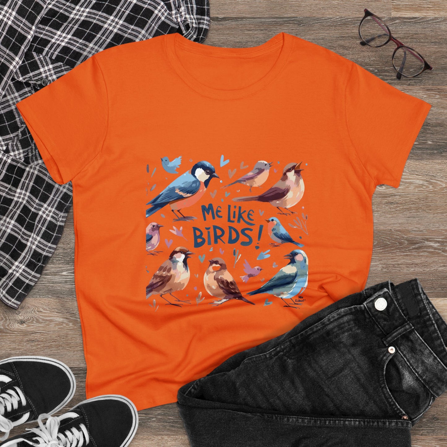 Me Like Birds! - Women's Heavy Cotton Tee - (Birds #2)