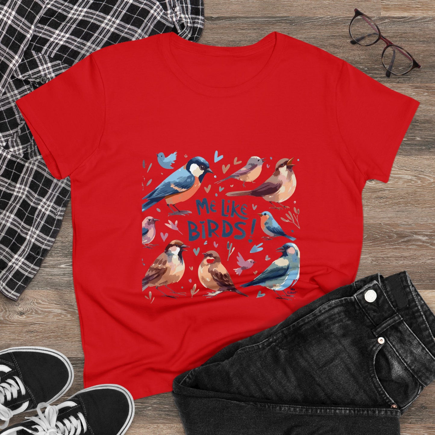 Me Like Birds! - Women's Heavy Cotton Tee - (Birds #2)