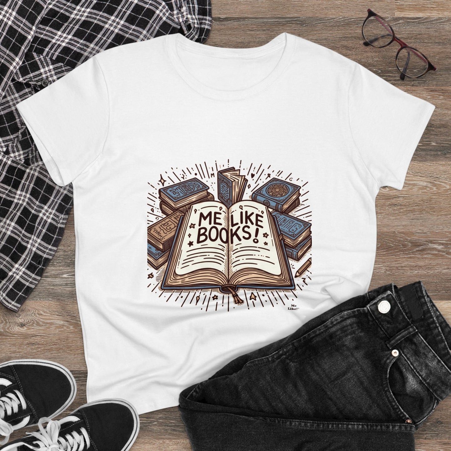 Me Like Books! - Women's Heavy Cotton Tee - (Books #1)