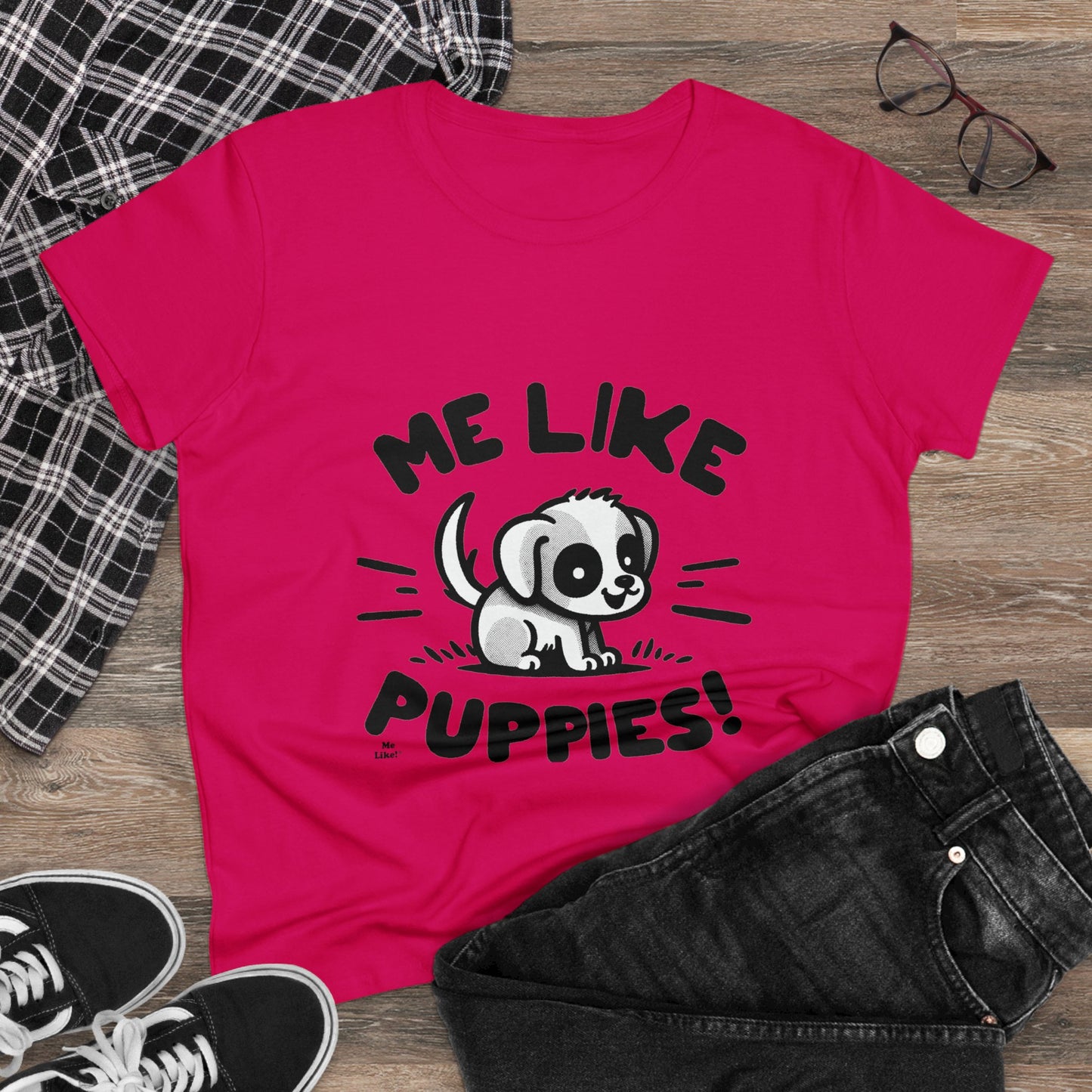 Me Like Puppies! - Women's Heavy Cotton Tee - (#2)