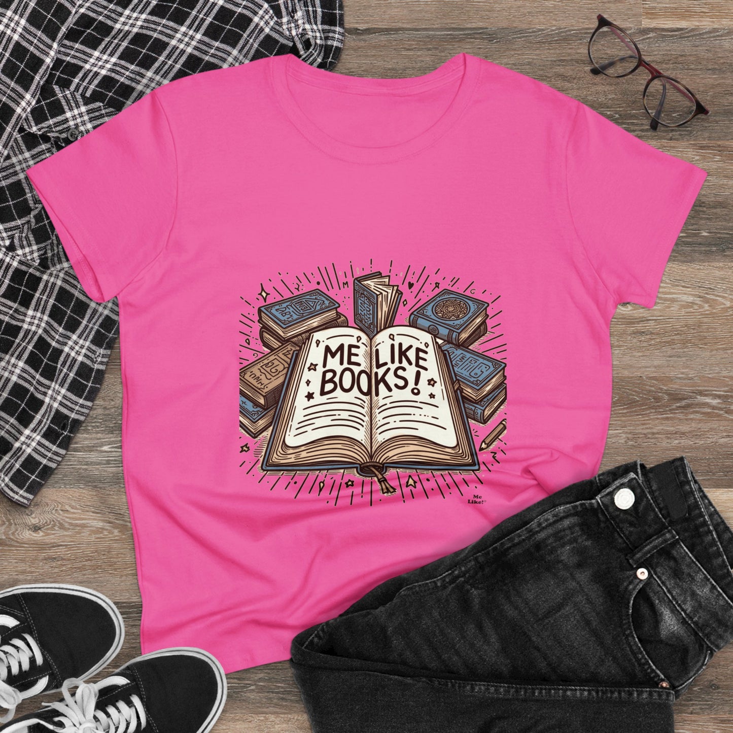 Me Like Books! - Women's Heavy Cotton Tee - (Books #1)