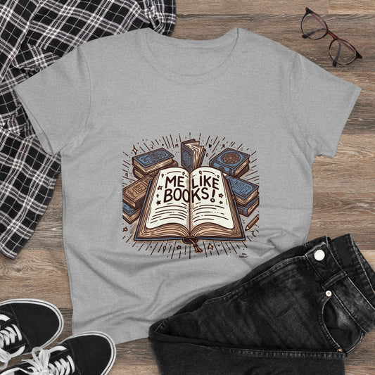 Me Like Books! - Women's Heavy Cotton Tee - (Books #1)