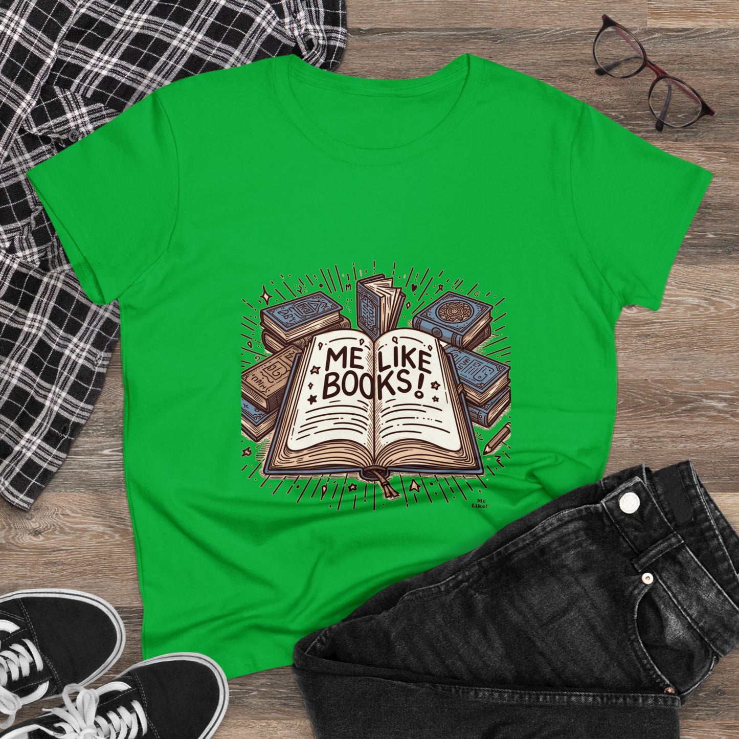 Me Like Books! - Women's Heavy Cotton Tee - (Books #1)